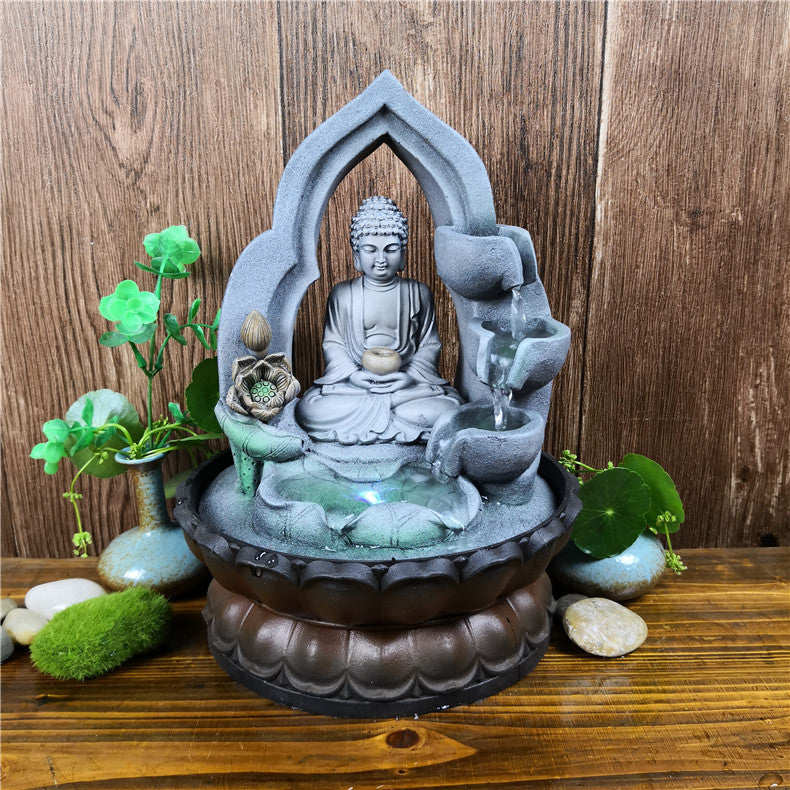 Southeast Asia Resin Crafts Waterscape Creative Buddha Statue Flowing Water Decoration