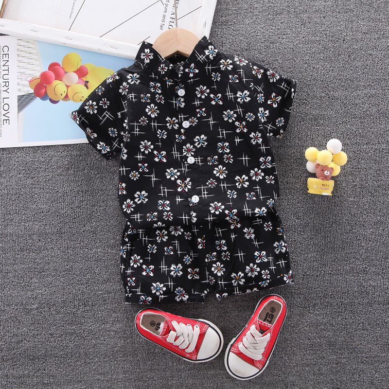 Creative Print Boys Summer Short-sleeved Shirt Suit