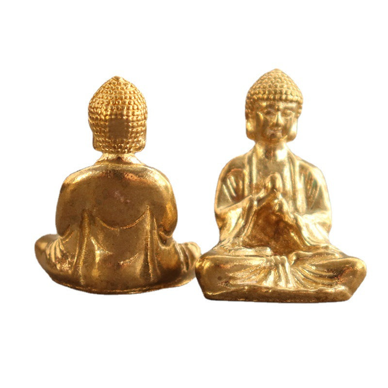 Brass Bright Color Shakyamuni Buddha Statue Keychain Pendant