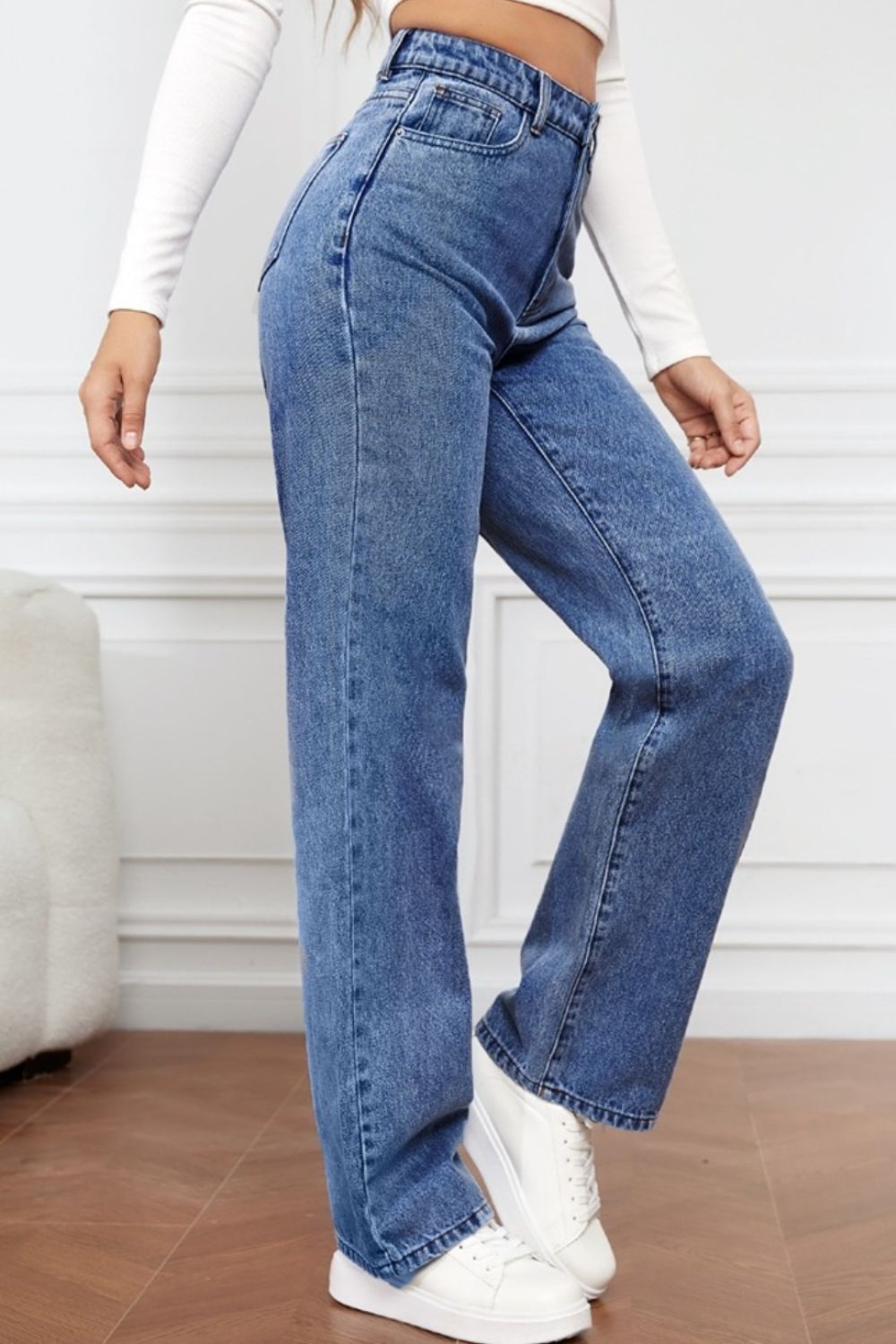 High Waist Straight Jeans 