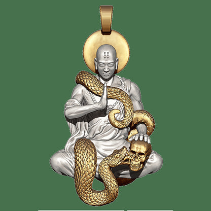 Silver-plated Zodiac Buddha Pendant Avalokitesvara Necklace