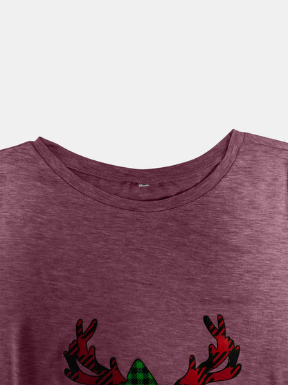 Full Size Reindeer Round Neck Long Sleeve T-Shirt