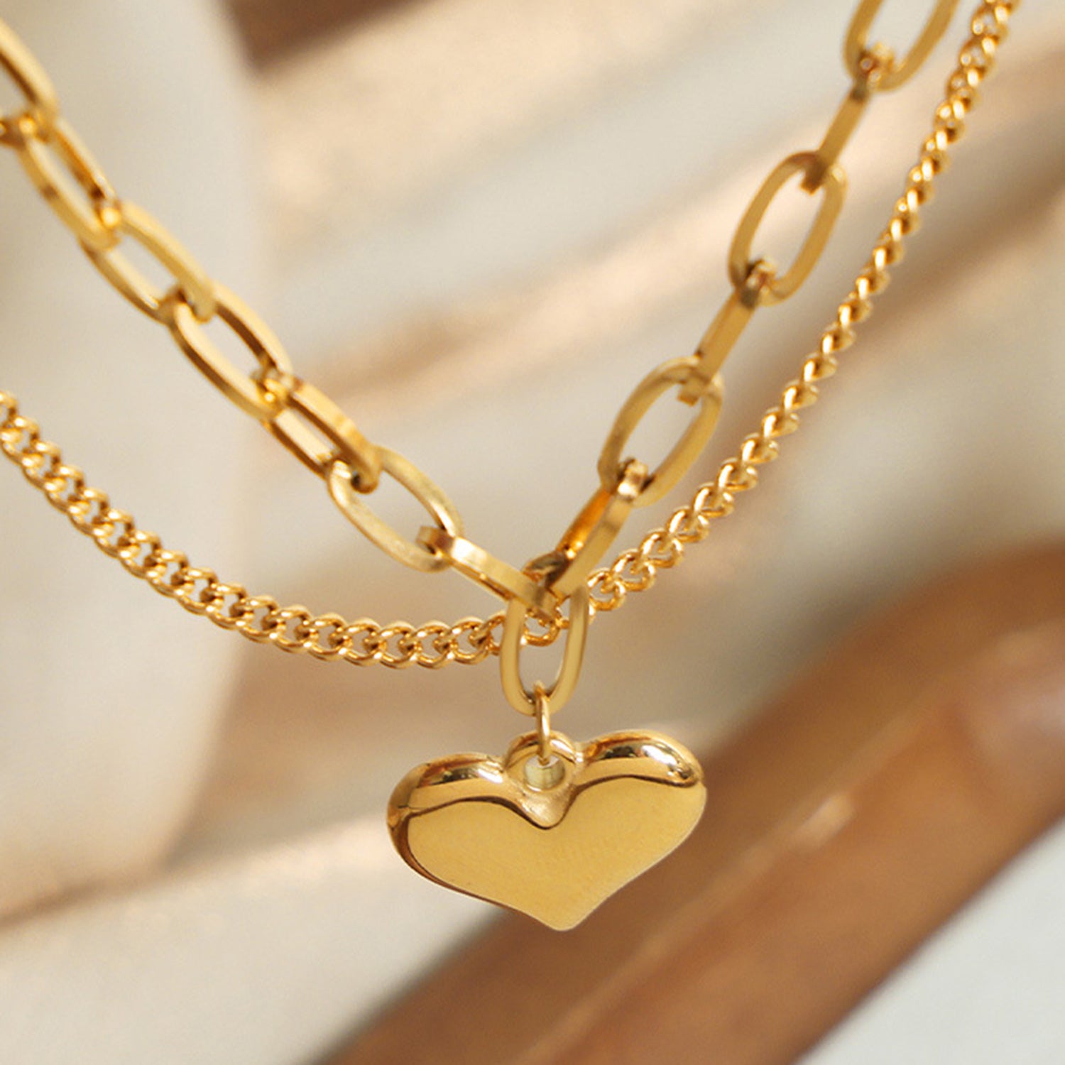 Heart Shape Lobster Closure Chain Bracelet 