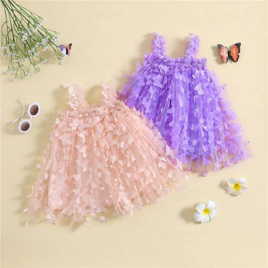 Children's Embroidered Butterfly Strap Skirt