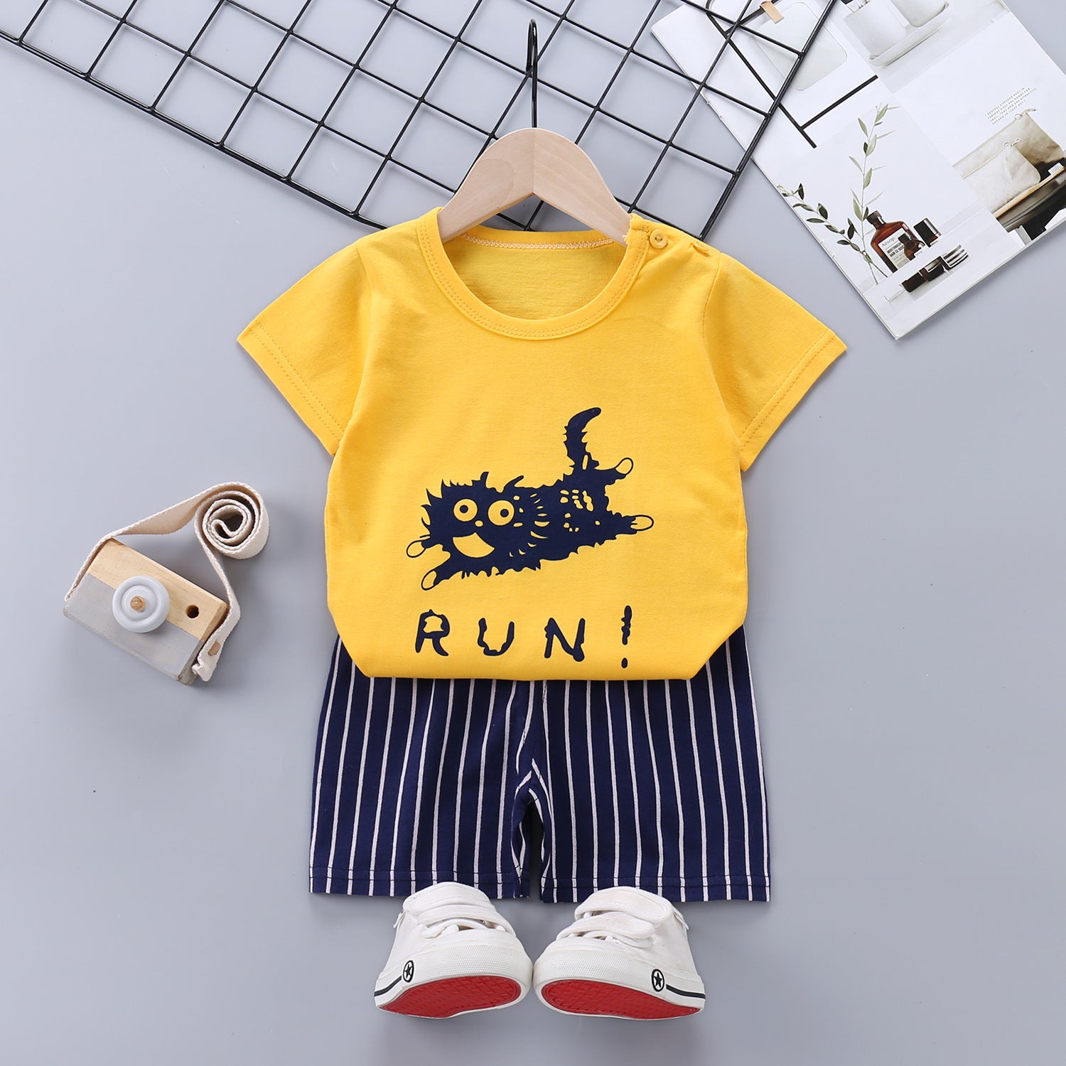 Children's Short-sleeved Suit Pure Cotton Korean T-shirt Shorts