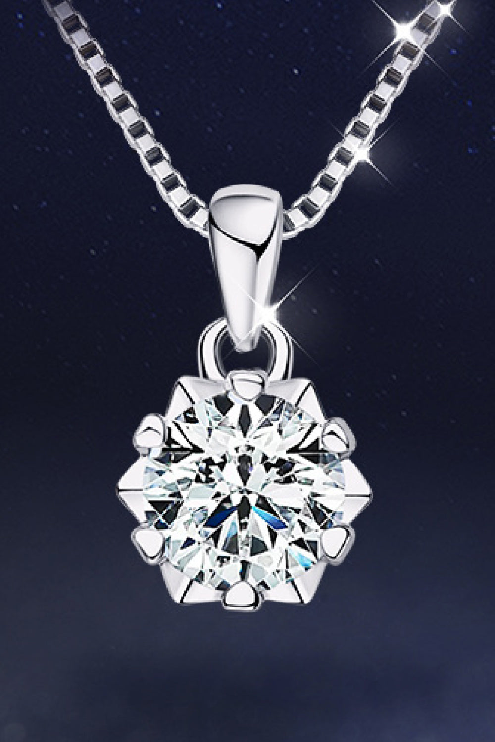 1 Carat Moissanite Pendant Platinum-Plated Necklace 