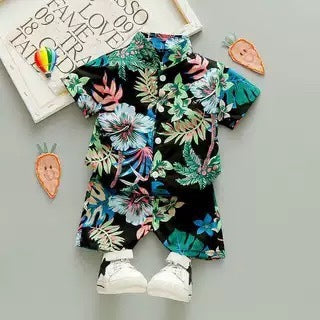 Short Sleeve Shorts Suit Beach Cartoon Full Print