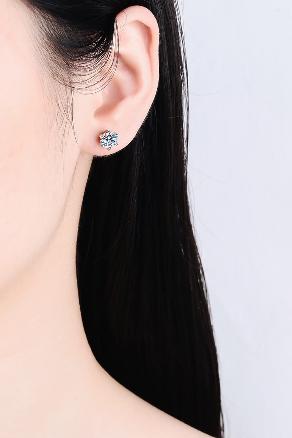 1 Carat Moissanite Rhodium-Plated Stud Earrings 