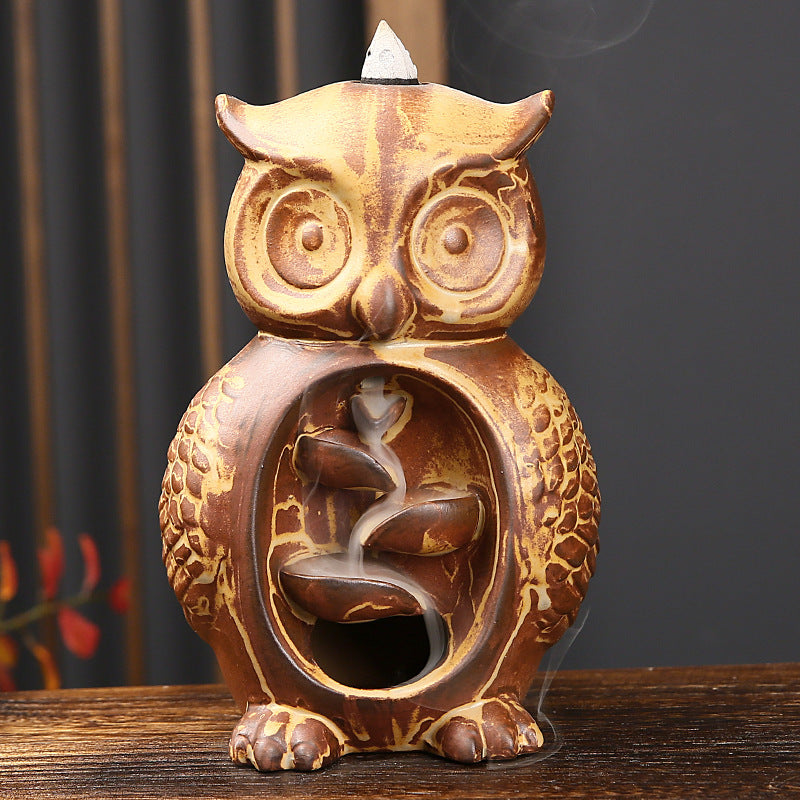 Backflow Incense Burner Owl Creative Ceramic Home Furnishing