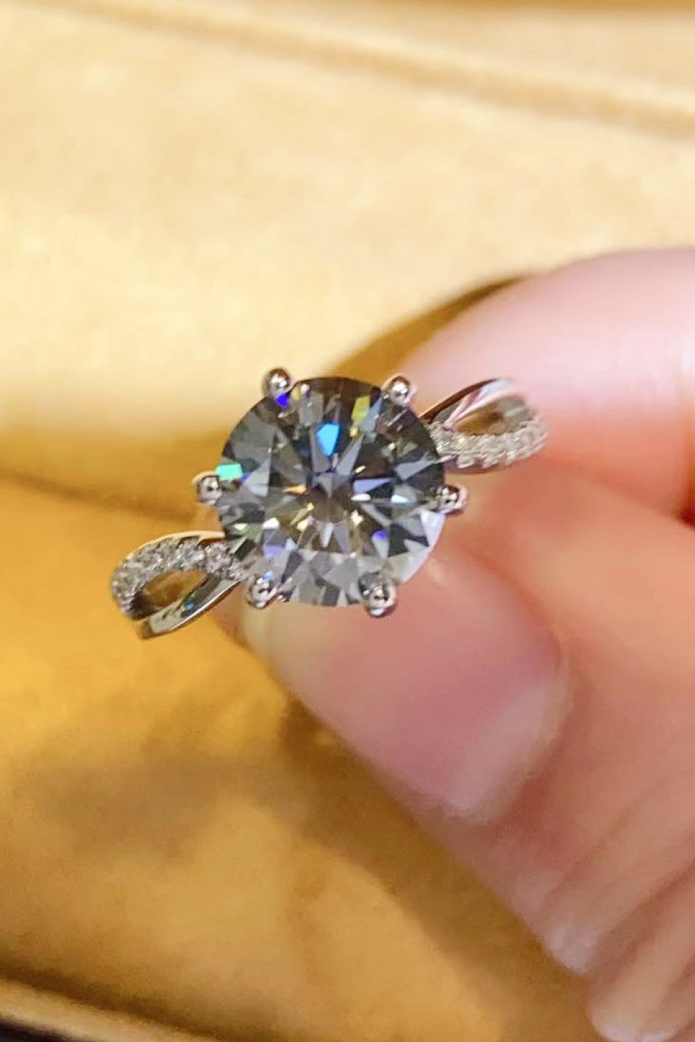 2 Carat Moissanite Ring in Smokey Gray 