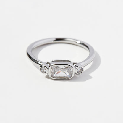 925 Sterling Silver Geometric Zircon Ring 