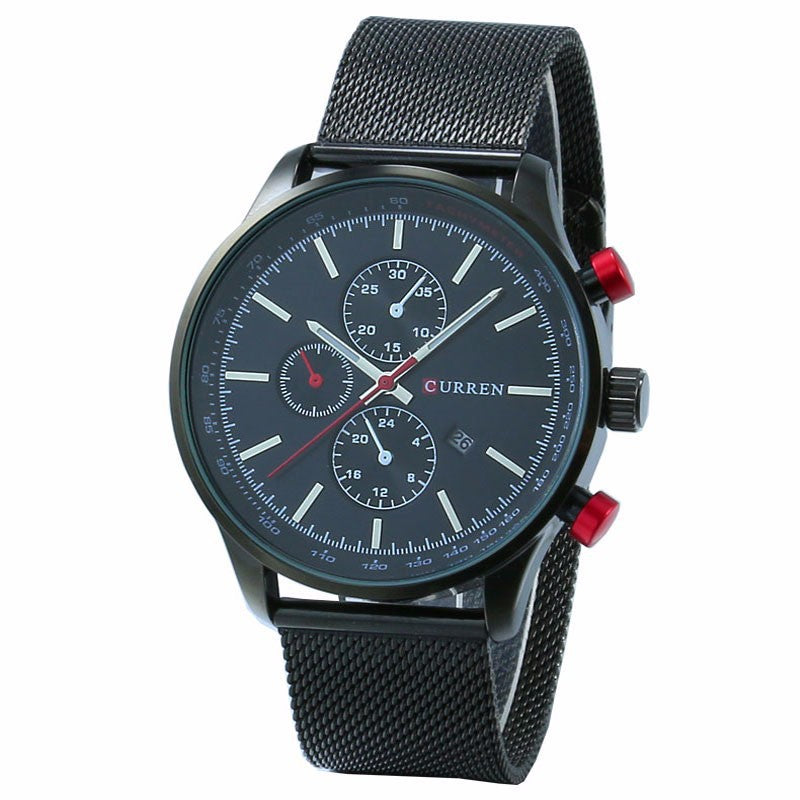 Mesh Strap Quartz Calendar Men's Business Watch