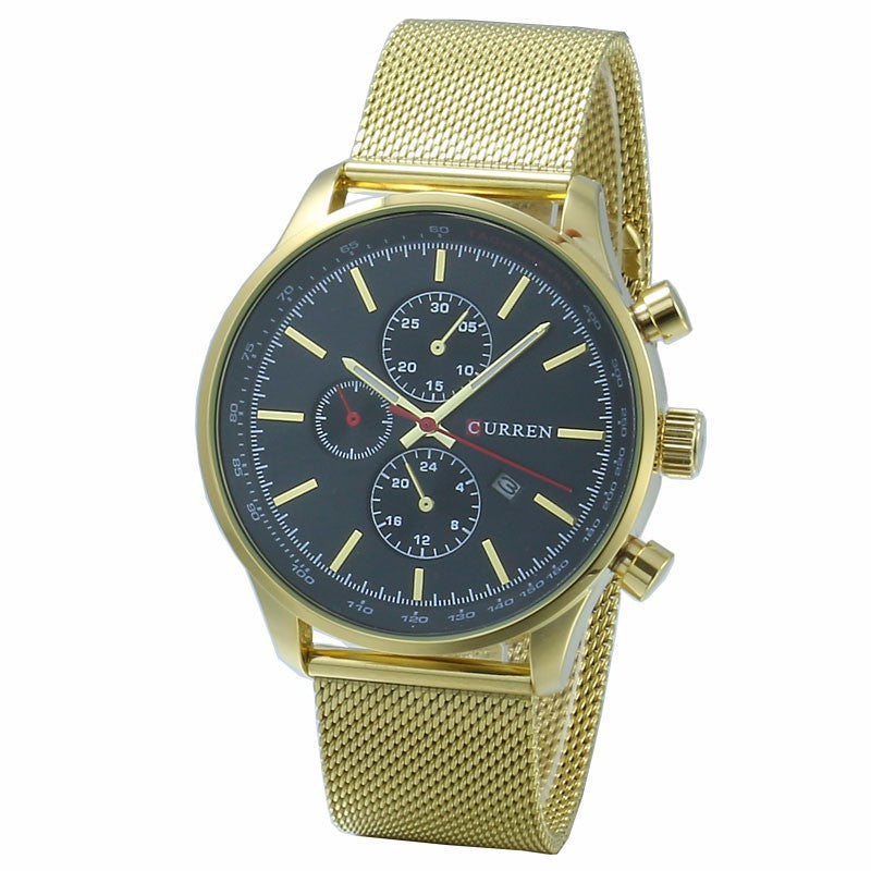 Mesh Strap Quartz Calendar Men's Business Watch