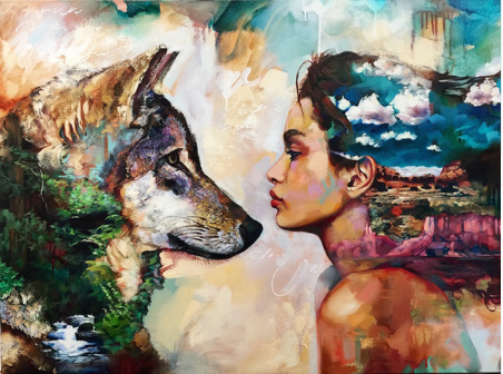 The Diamond Picture Of  Wolf And Girl