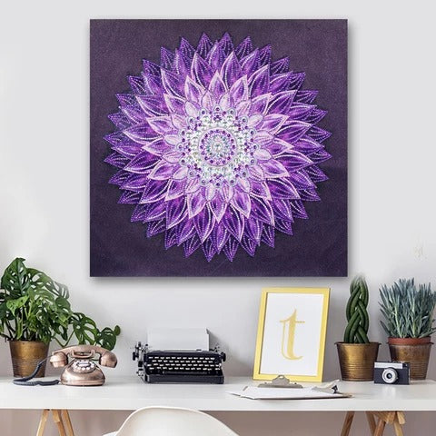 Purple Sparkle Mandala | Special Shape | Diamond Painting