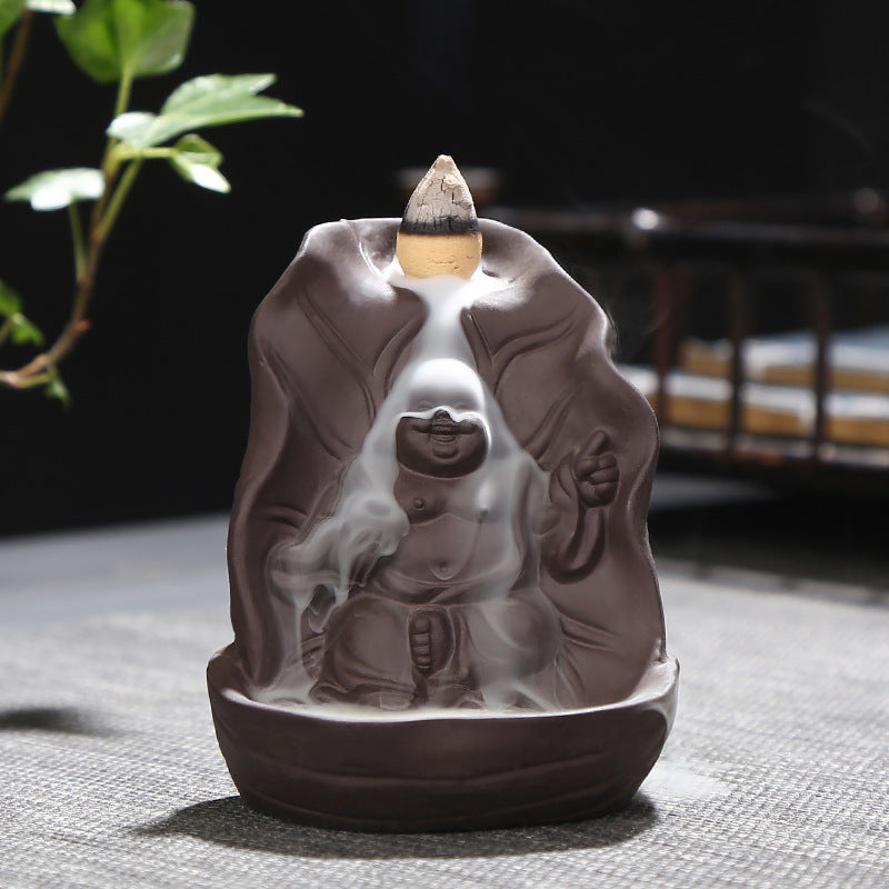 Buddha ceramic back incense burner