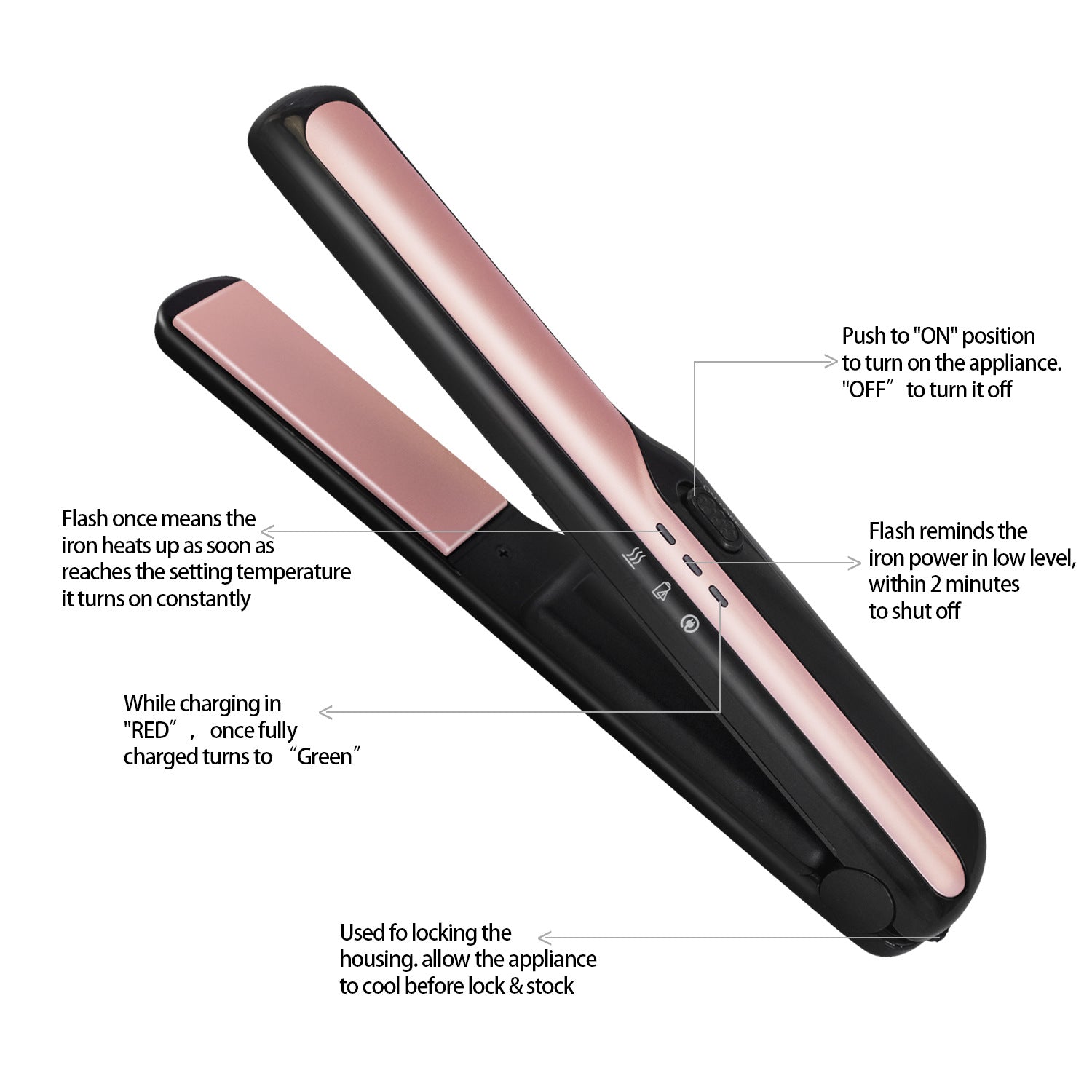 USB wireless charging hair straightener 