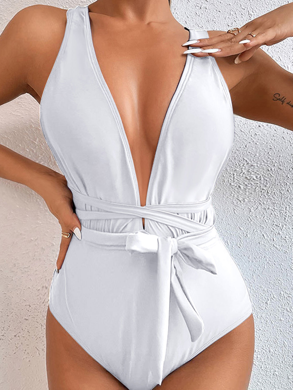 Tied Crisscross Wide Strap One-Piece Swimwear - Babbazon new