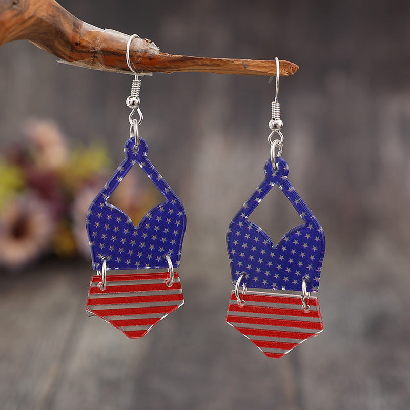 US Flag Pattern Acrylic Earrings 