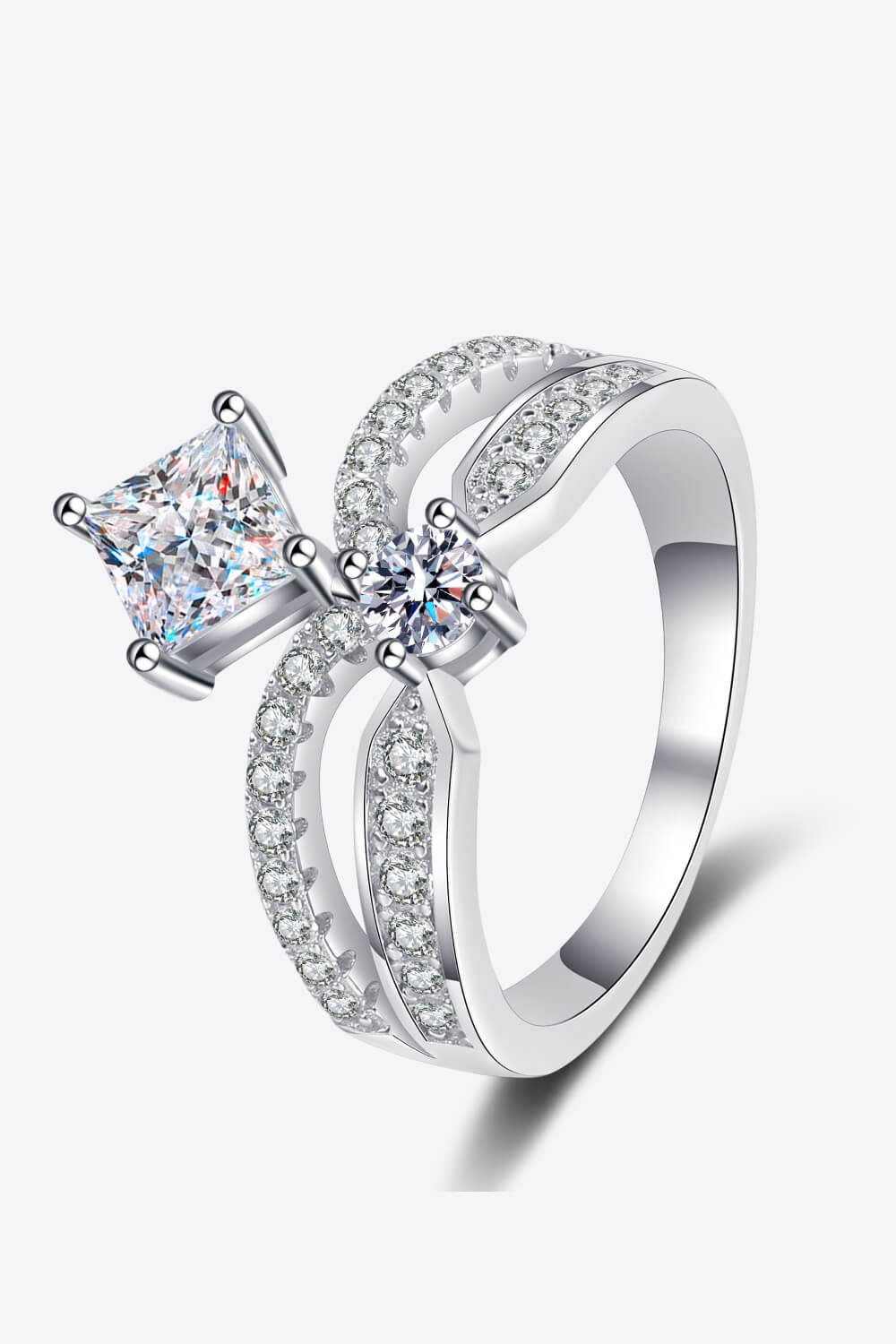 925 Sterling Silver Moissanite Crown Ring 