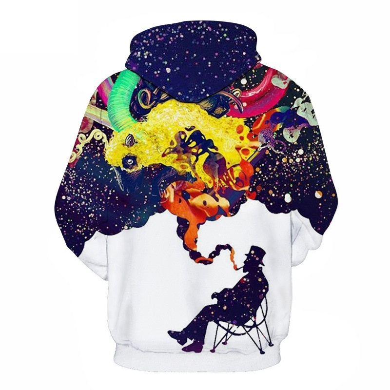 3D Spoof Smoking Male Hooded Sweater Creative Explosion Models Casual Men And Women Fashion Sweater