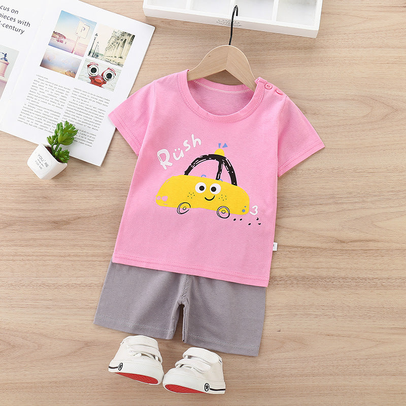 Children's Cotton Short-Sleeved Shorts Thin Suit