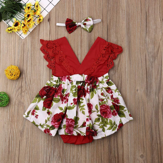 Rose lace baby one-piece ha skirt