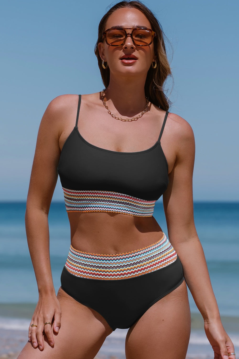 Scoop Neck Spaghetti Strap Two-Piece Swim Set - Babbazon New Products