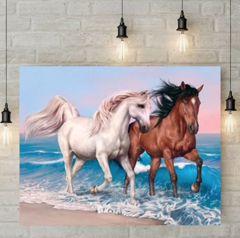 Horse Diamond Painting by the Sea