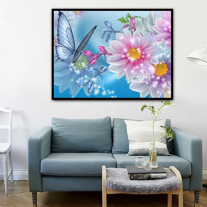 5D Butterfly Flower Diamond Painting DIY Mosaic Needlework Full Round Diamond Picture Embroidery Crystal  Home Decor Gift