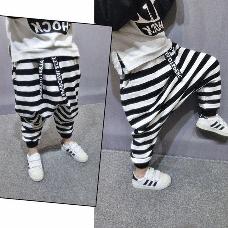 Children Striped Single Trousers Plus Cashmere