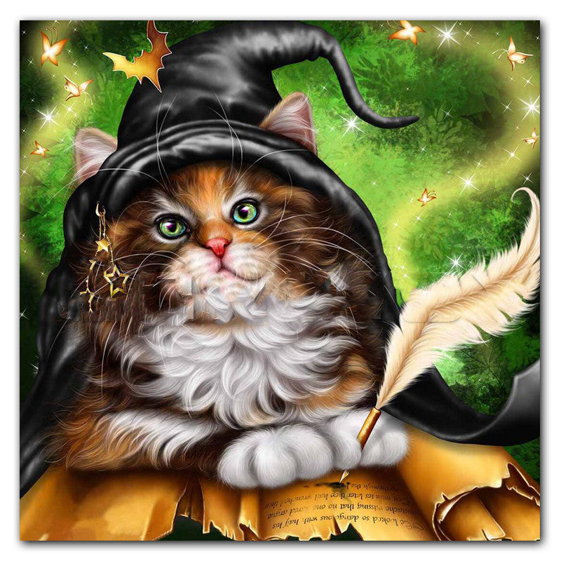 Halloween Cat Square Rhombus Cartoon Embroidery Diamond Painting