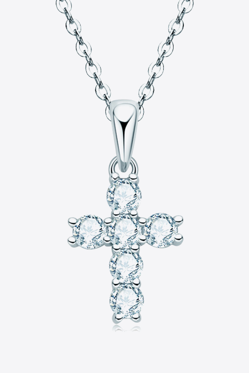 925 Sterling Silver Cross Moissanite Pendant Necklace 