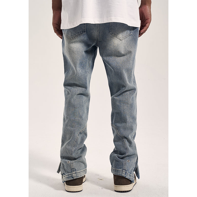 High Street Distressed 3D Cut Jeans With Side Zipper