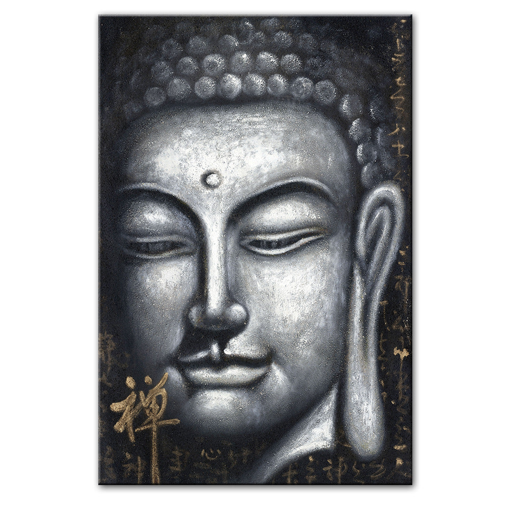 Oil painting of Buddha statue