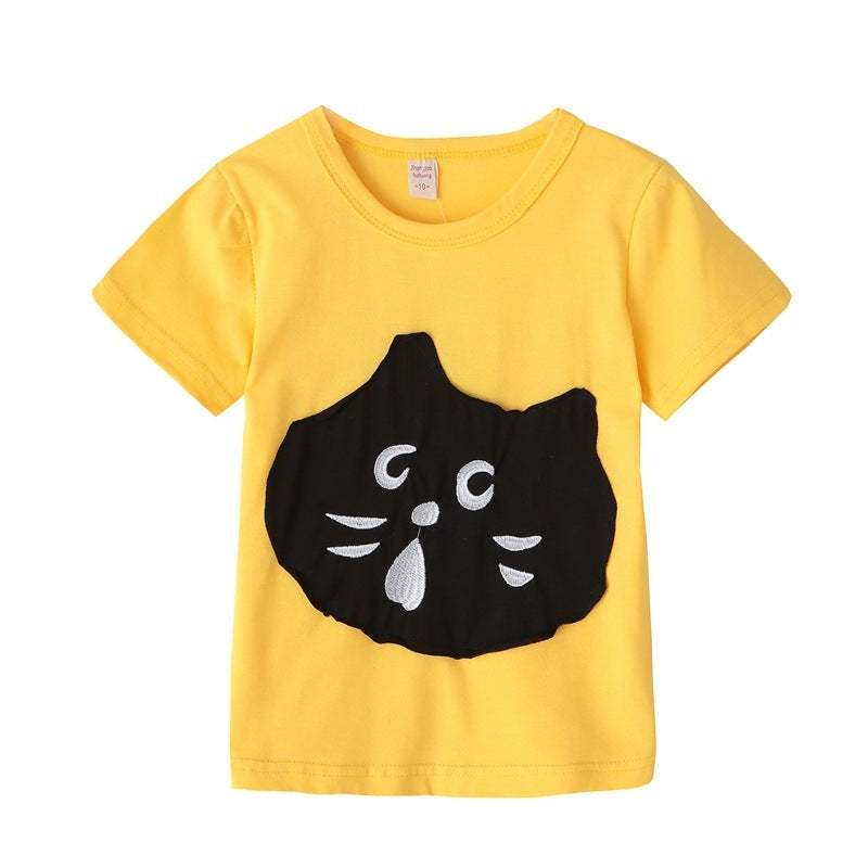 Cartoon cat short sleeve two-piece suit