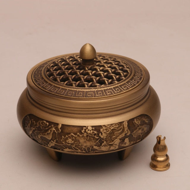 Copper Pujiang Antique Copper Incense Burner Pure Copper Incense Burner Household Zen Xuande Incense Sandalwood Incense Burner Custom Carved