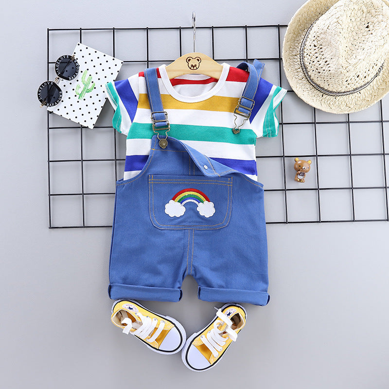 Overalls Baby and Toddler Striped Short Sleeves