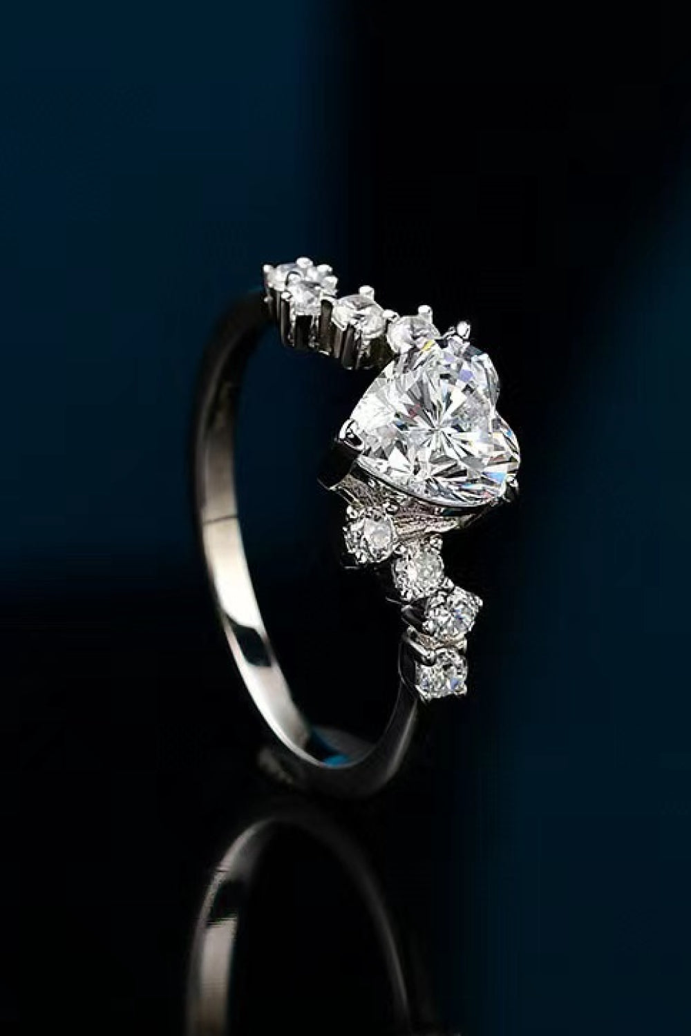 1 Carat Moissanite Heart 925 Sterling Silver Ring 