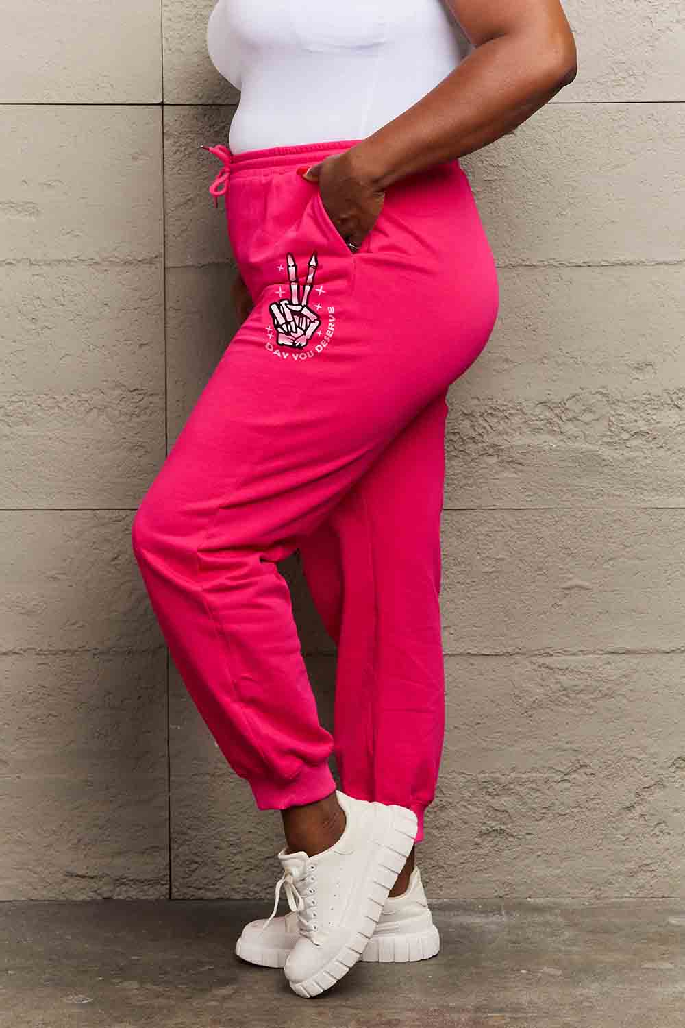 Simply Love Simply Love Full Size Drawstring DAY YOU DESERVE Graphic Long Sweatpants 