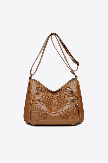 PU Leather Adjustable Strap Shoulder Bag 