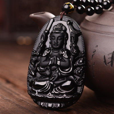 Obsidian Buddha Pendant