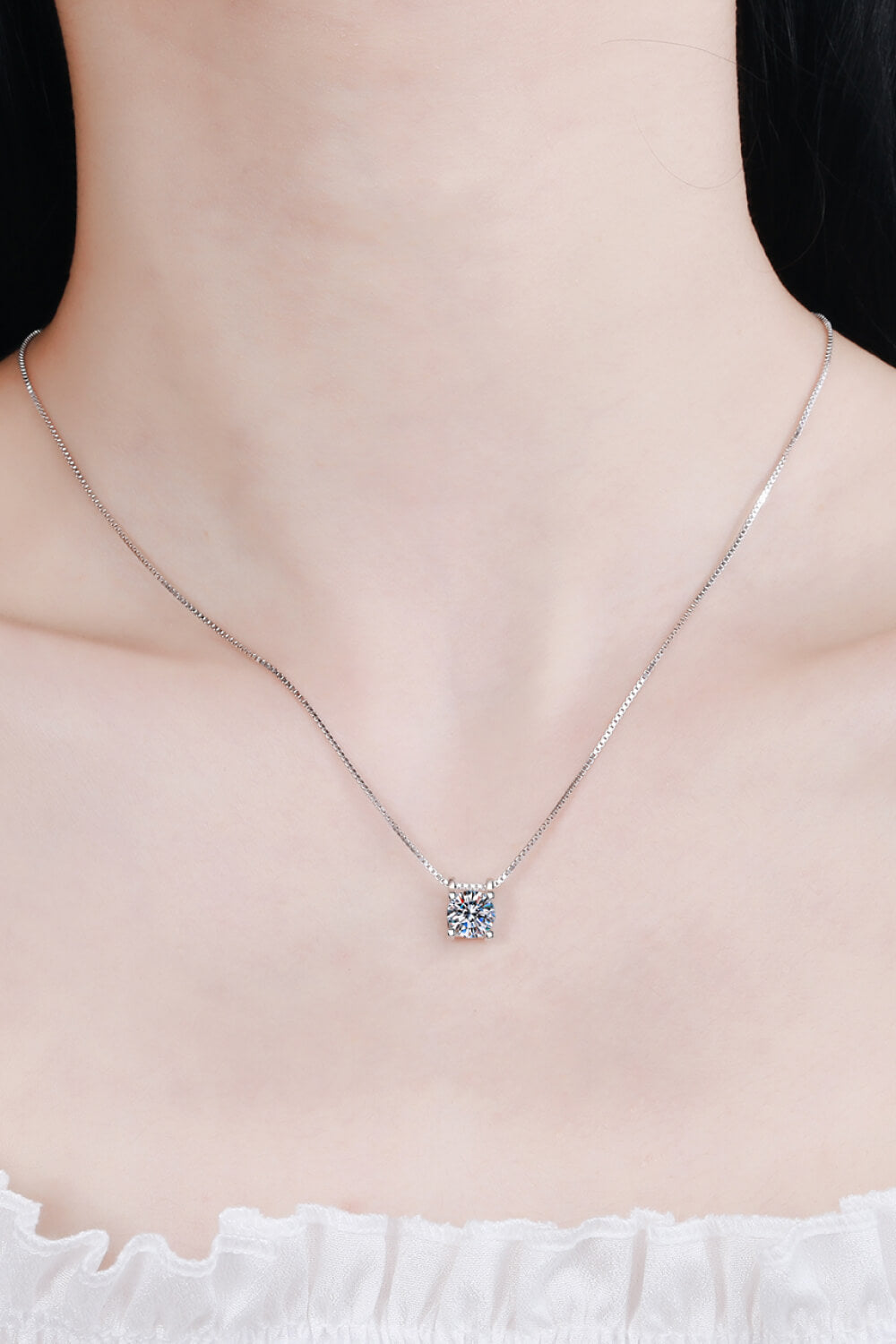 1 Carat Moissanite 925 Sterling Silver Chain Necklace 