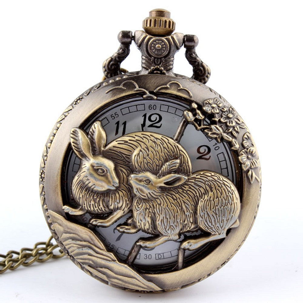 Vintage animal chain pocket watch