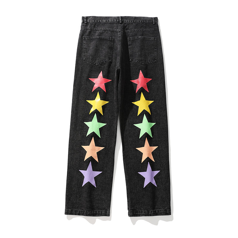 Pentagram jeans men's casual wide-leg trousers