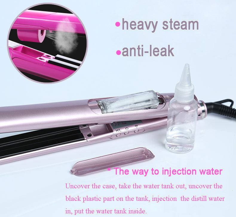 Steam hair straightener spray electric curling straight 