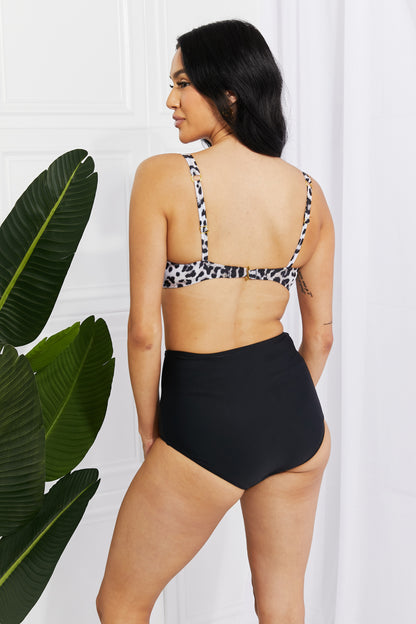 Marina West Swim Take A Dip Twist High-Rise Bikini in Leopard 