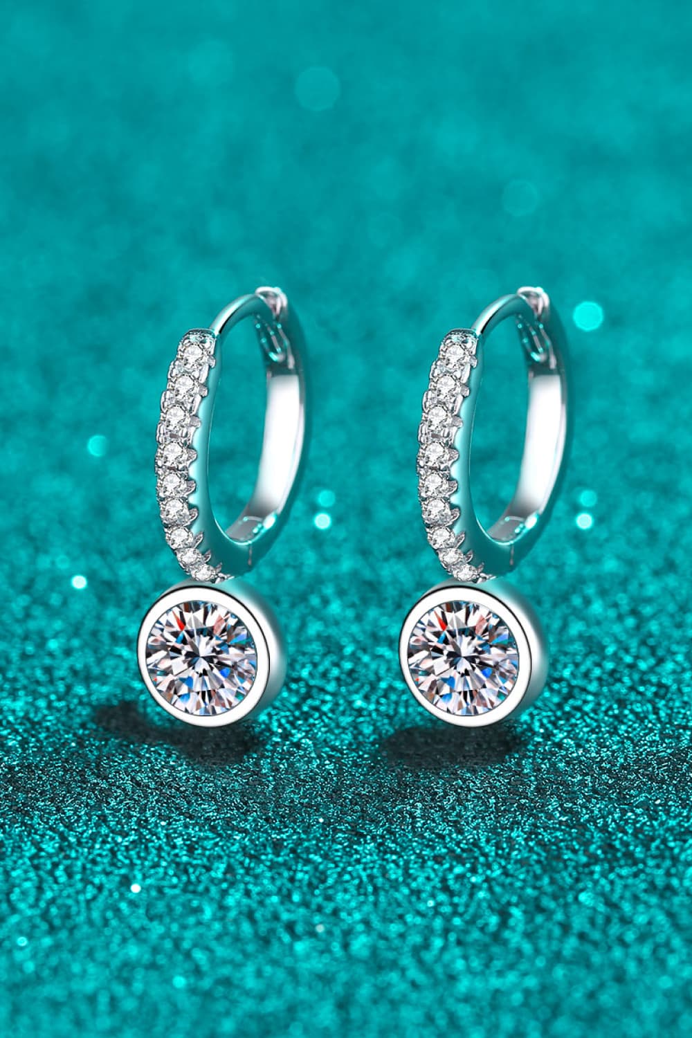 1 Carat Moissanite Rhodium-Plated Drop Earrings 