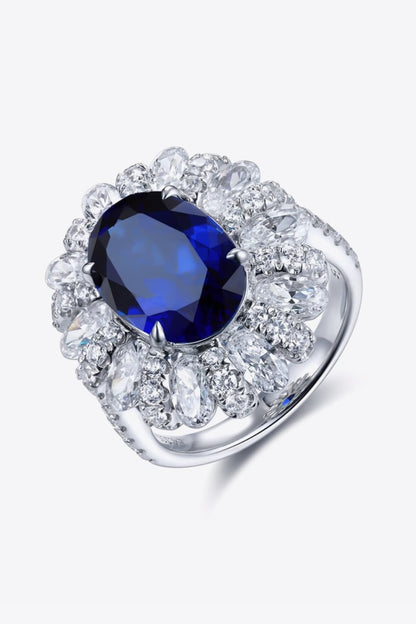 5 Carat Lab-Grown Sapphire Flower Shape Ring 