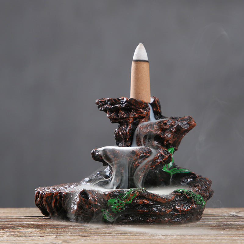 Resin High Mountain Flowing Water Backflow Incense Burner To Watch Flowing Cloud Sandalwood Creative Rockery Incense Burner